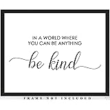 Motivational Wall Art Office Decor for Men & Women: "In a World Where You Can be Anything" 8x10 Inspirational, Motivational Poster & Positive Affirmations Wall Decor for Kids