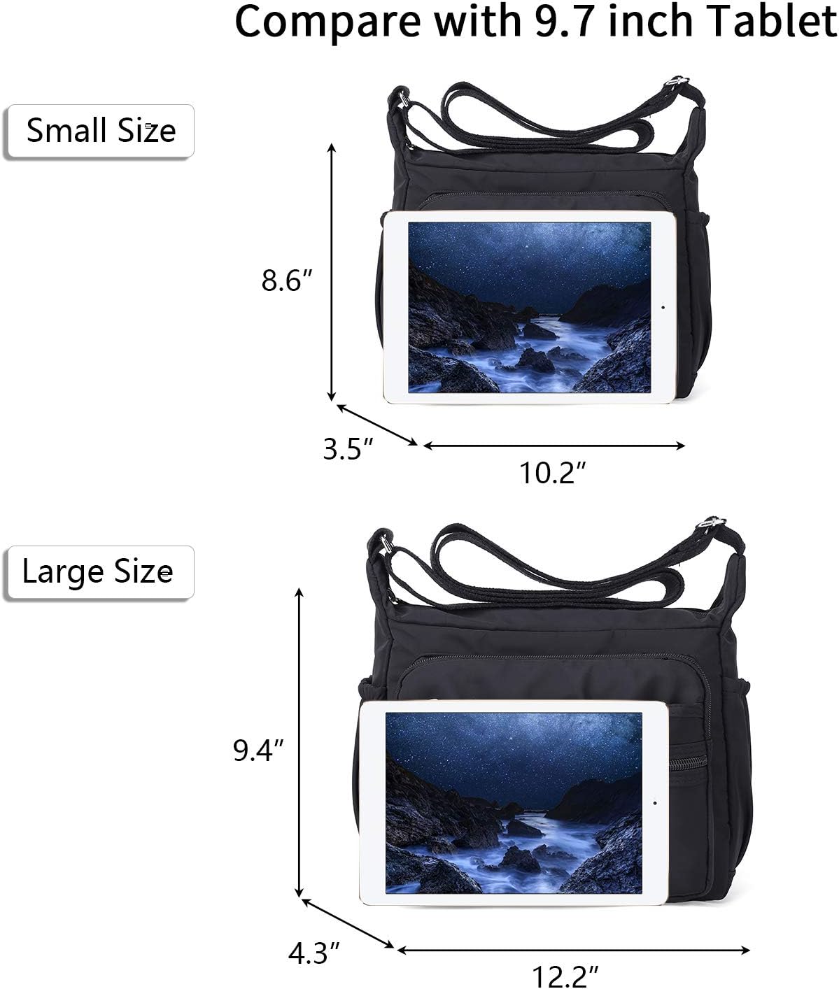 NOTAG Crossbody Bags for Women Lightweight Multi Pockets Crossbody Handbag Casual Waterproof Shoulder Bag, 2 Size (S, Black) - Image 3