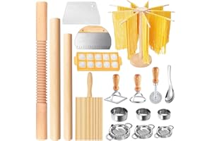 18 Pieces Pasta Making Tools, Ravioli Mold Set, Pasta Drying Rack, Wooden Rolling Pin, Ravioli Cutter Set, Pasta Making Kit f