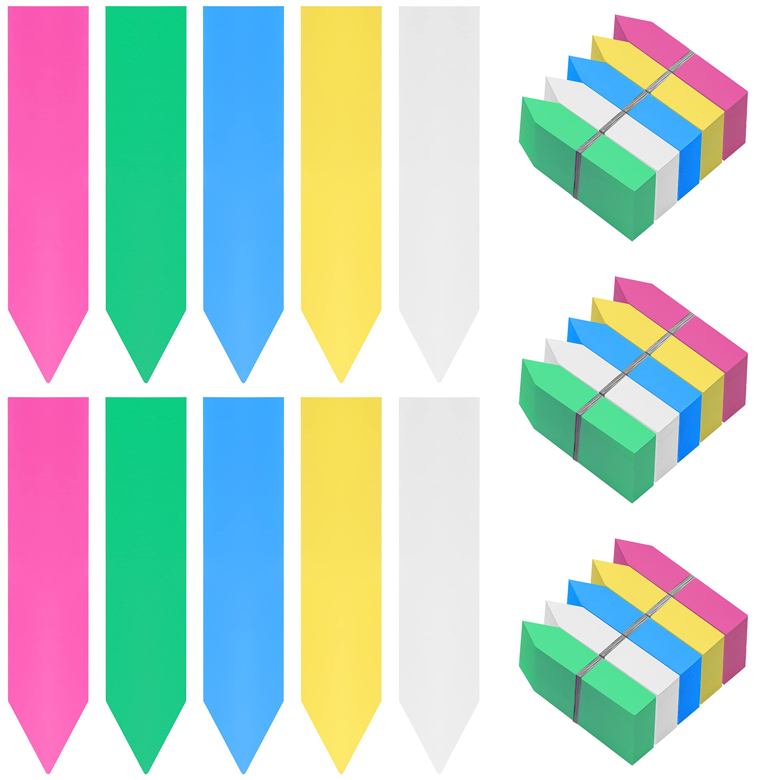 Belle Vous Multicoloured Plastic Plant Labels (500 Pack) - 10 x 2cm / 3.94 x 0.79 inches - Waterproof Garden Stake Pot Markers/Tags in 5 Multi Colours for Nursery, Seeds, Plants and Herbs