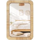 inoseen Rattan Rectangular Mirror 24x36, Boho Decorative Wall Mirror for Bathroom, Farmhouse Vanity Mirror for Nursery, Bedroom, Living Room Decor, Nursery &amp; Children's Room