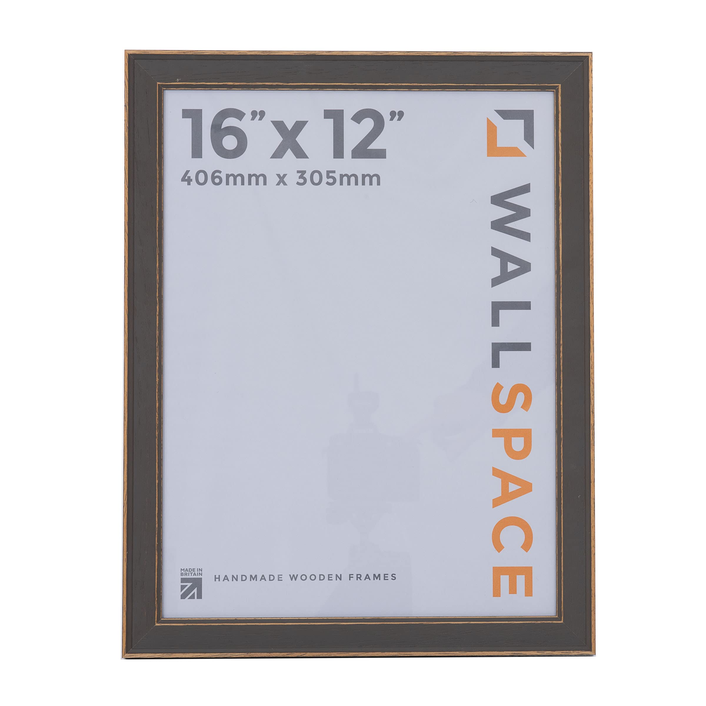 Wall Space Shabby Chic 16x12 Grey Picture Frame | Grey 12x16 Photo Frame | 16 x 12 inch | 406x305mm | 40.6x30.5cm | Solid Wood Wooden with Real Glass | Handmade in UK — image 1