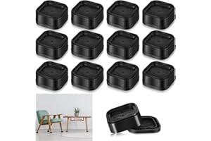12 Pack Furniture Risers, 1.38" Adjustable Bed Risers Desk Leg Risers, Stackable Heavy Duty Bed Lifts Risers, Square Bed Rais
