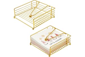 RUITENG 2 Pcs Napkin Holders for Tables, Metal Serviette Holder with Weighted Bar, Paper Napkin Holder Dispenser for Home Caf