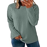Eytino Plus Size Tops for Women Long Sleeve Crewneck Loose Casual 2026 Fall Fashion Knit Basic Tee(1X-5X)