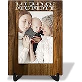 Mom Wooden Picture Frame with Stand, Mother's Day Gift for Women Mom Mommy Mother Gifts, I Love You to the Moon and Back Photo Frame Tabletop Display 4x6" Vertical, Shelf Home Desk Decor -16