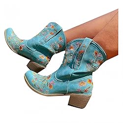 Hbeylia Cowboy Boots For Women Vintage Embroidery
