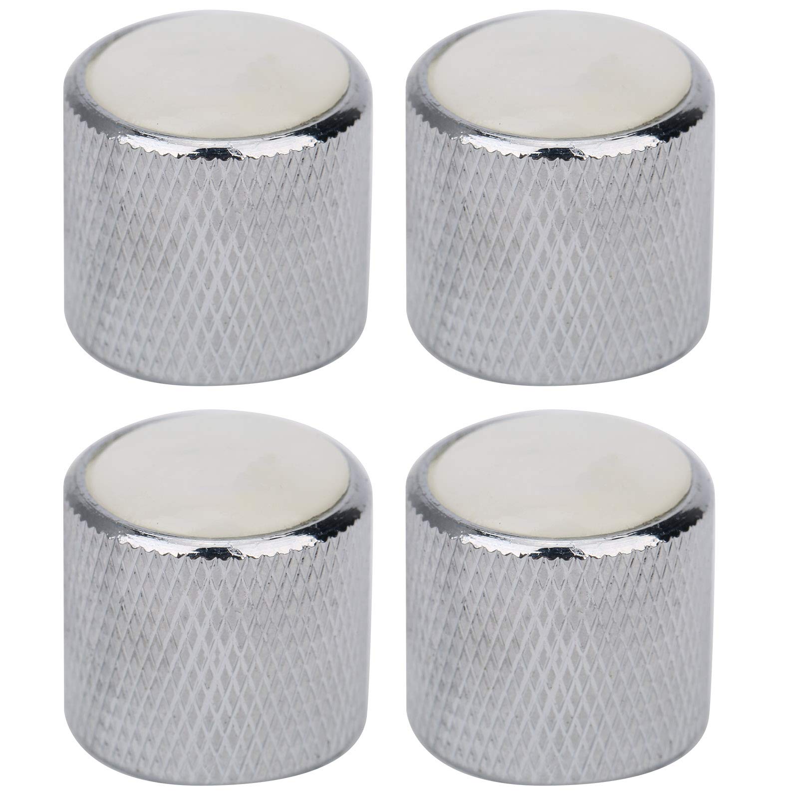 Pack of 4 Metal Dome Knob Volume Tone Control Knob Replacement Parts for Electric Bass 6mm(White Shell Silver) Playing Accessories Musical Instrument Accessories