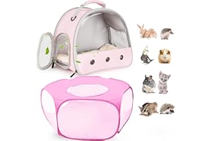 LAIRIES 2-Pack Guinea Pig Carrier Backpack and Playpen with Lid, Breathable Pet Playpen Pop Open Exercise Fence, Portable Small Animal Cage for Rabbits, Chinchillas, Squirrel, Lizard, Sugar Glider