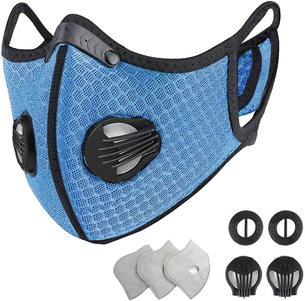 HONGYAO Reusable Dust Breathing Mask Earloop Dust Masks with Activated Carbon Filter and Valves for Allergy, Woodworking, Mowing, Outdoor Activities, Etc