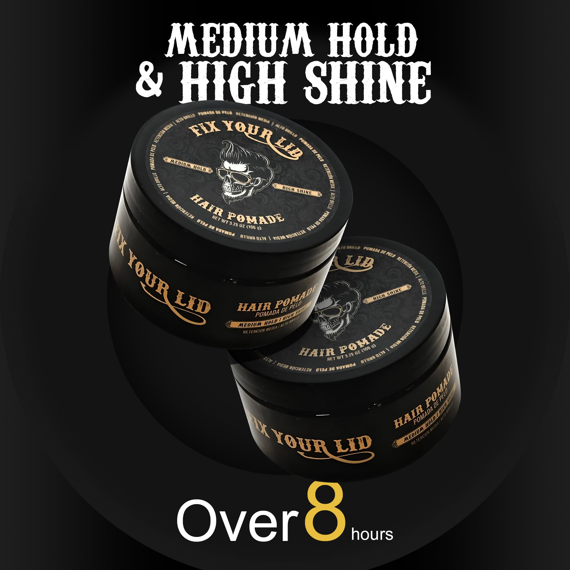 Fix Your Lid Hair Pomade for Men - Water Based Pomade Medium Hold High Shine - Easy to Wash Out - All Hair Types - 3.75oz