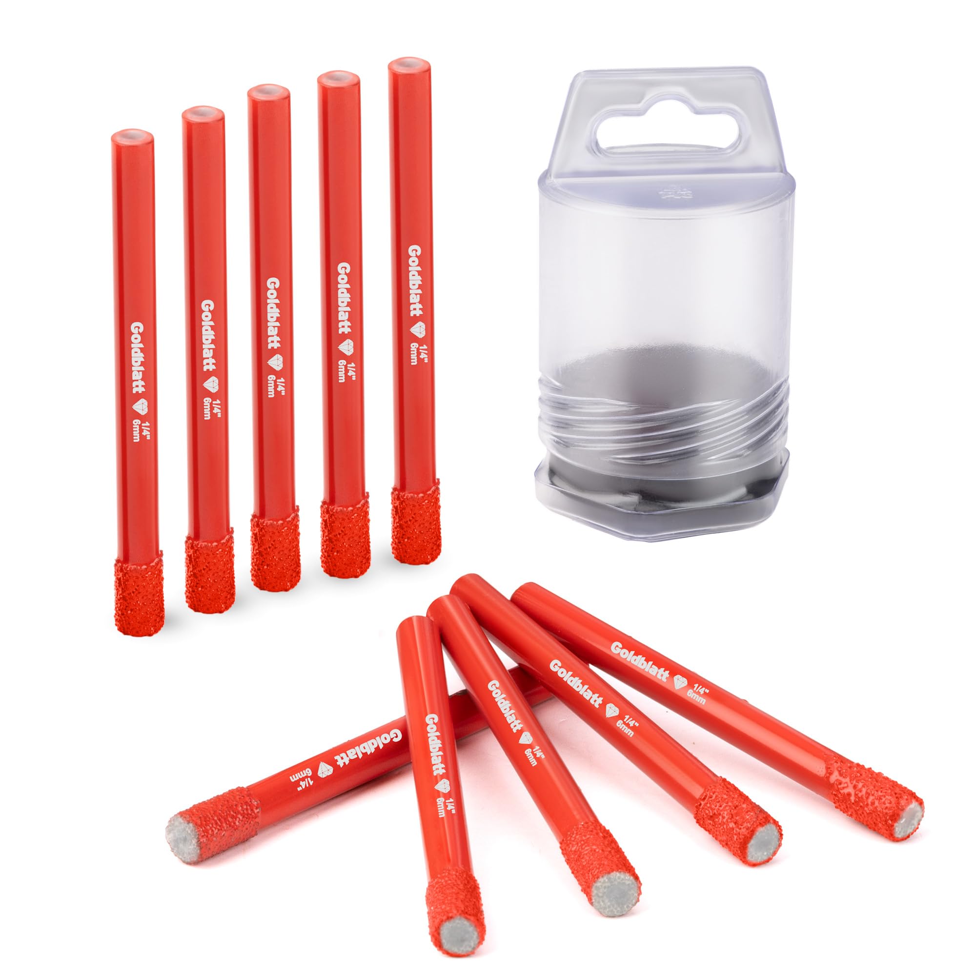 Photo 1 of Goldblatt 10PCS 1/4" Diamond Drill Bits, 6mm Diamond Hole Saw Kit for Porcelain Tile Ceramic Concrete Granite Marble Hard Materials (not for Wood)
