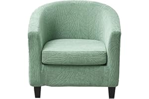 CRFATOP 2 Piece Club Chair Slipcover Stretch Barrel Chair Covers Jacquard Tub Chair Slipcovers Soft Armchair Sofa Cover Removable Couch Furniture Protector Arm Chair Cover for Living Room,D32