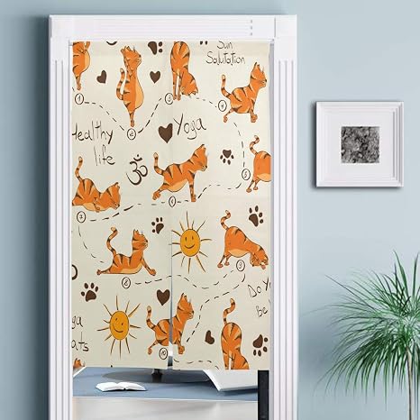Amazon バララ La Rose のれん ロング おしゃれ 和風 ねこ 猫柄 可愛い 暖簾 目隠し 遮光 間仕切り インテリア 子供 部屋 室内 障子 玄関 キッチンリビング 出入り口 約幅86 丈143cm のれん オンライン通販