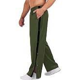 Deyeek Men's Tear Away Pants, Breakaway Basketball Snap Post Surgery | Full Side Snap Button Tear Away Pants for Men, Easy Off Breakaway Basketball Sweatpants with Pockets for Athletic Wear