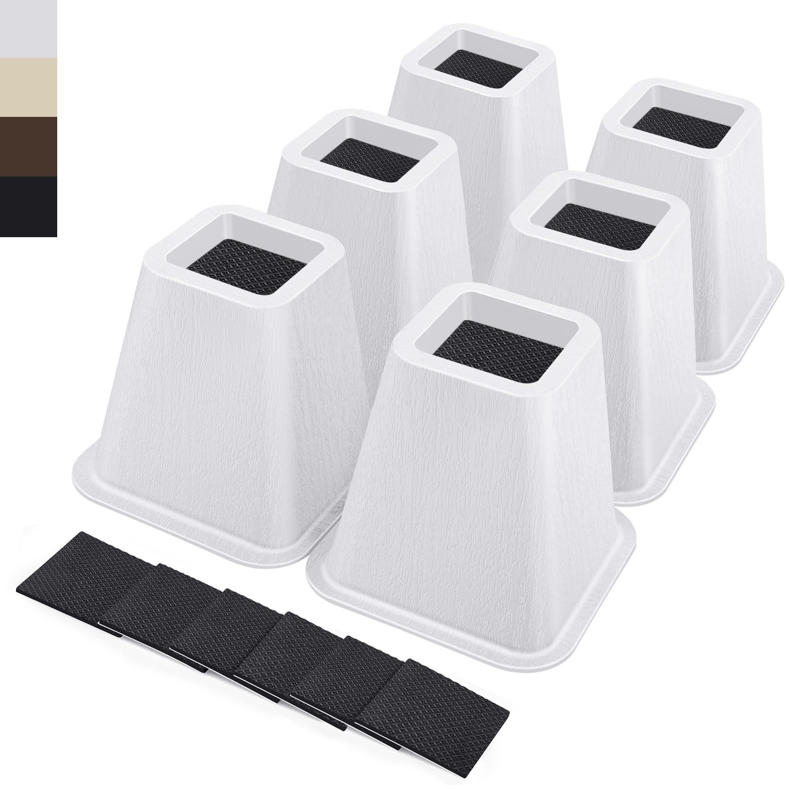 Photo 1 of ANNKUT 6 Inch Heavy Duty Bed Risers, Furniture Risers for Desk, Chair, Table or Sofa, Couch Lift Risers, Supports up to 2200 lbs per Leg(6 Pack White)