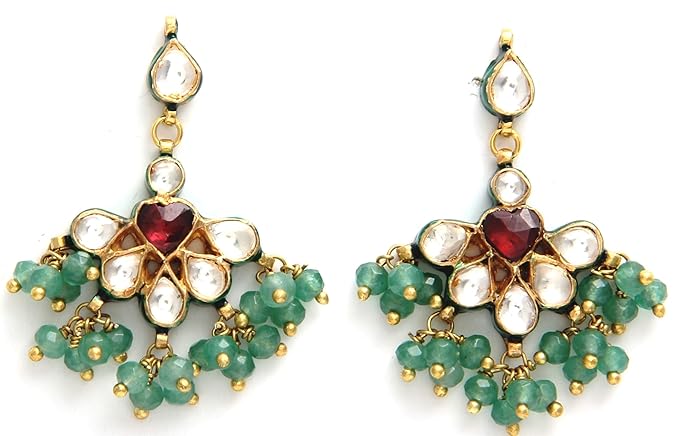 Designer Real Look Handcrafted Top Quality Bikaneri Jadau Kundan Earrings for Women and Girls