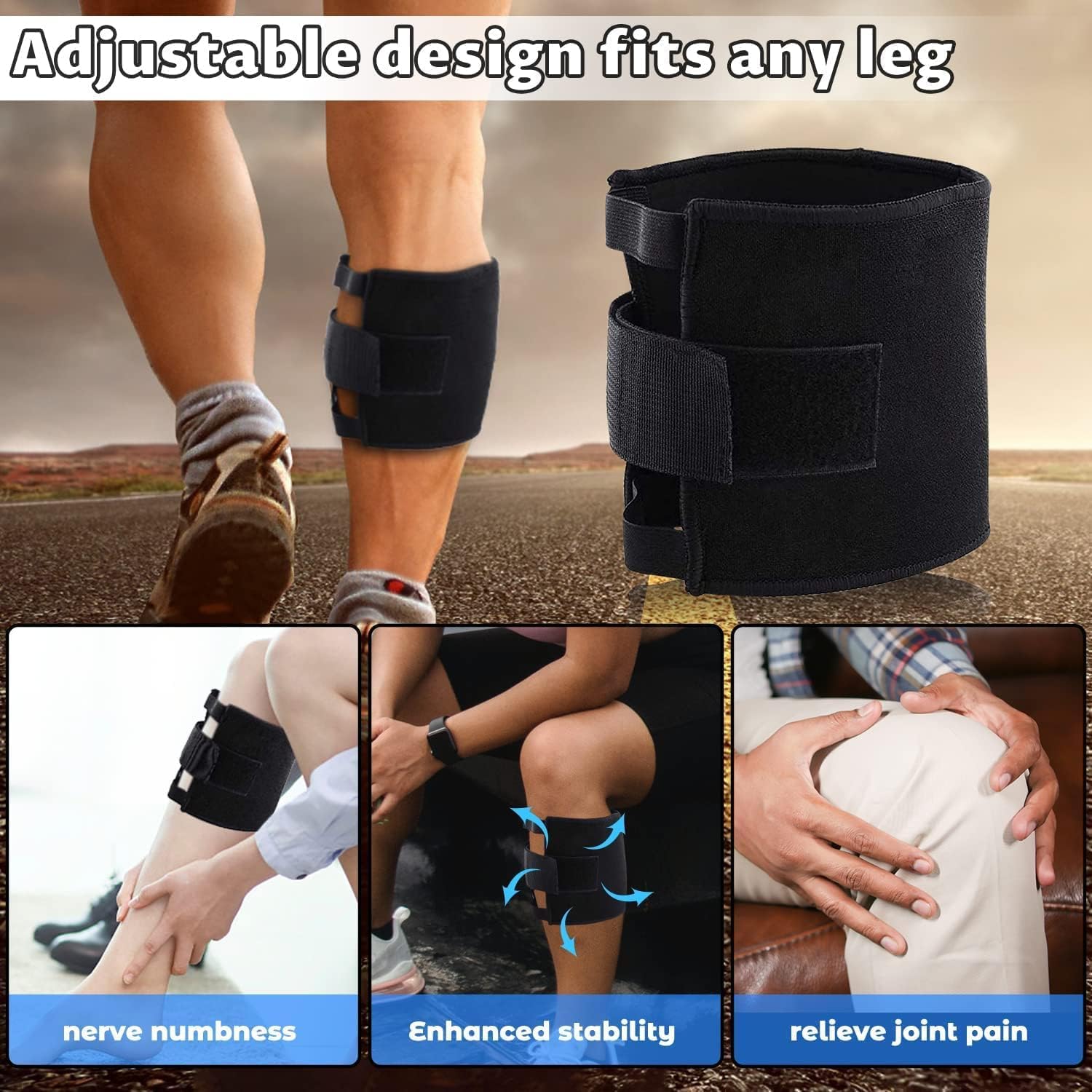 Sciatica Pain Relief Devices Brace - Sciatic Ease Nerve Pain Relief Brace for Men Women, Knee Braces with Pressure Pad Targeted Compression for Sciatic Nerve Pain, Lower Back, Hip (Black)