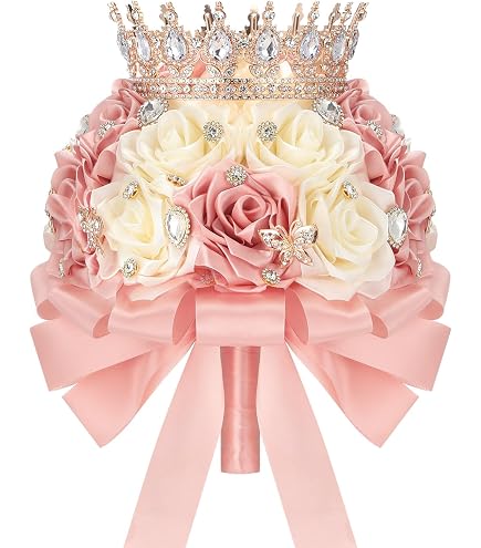 Amazon.com: Gkvszy Bridal Wedding Bouquet with Rhinestone  display picture 3