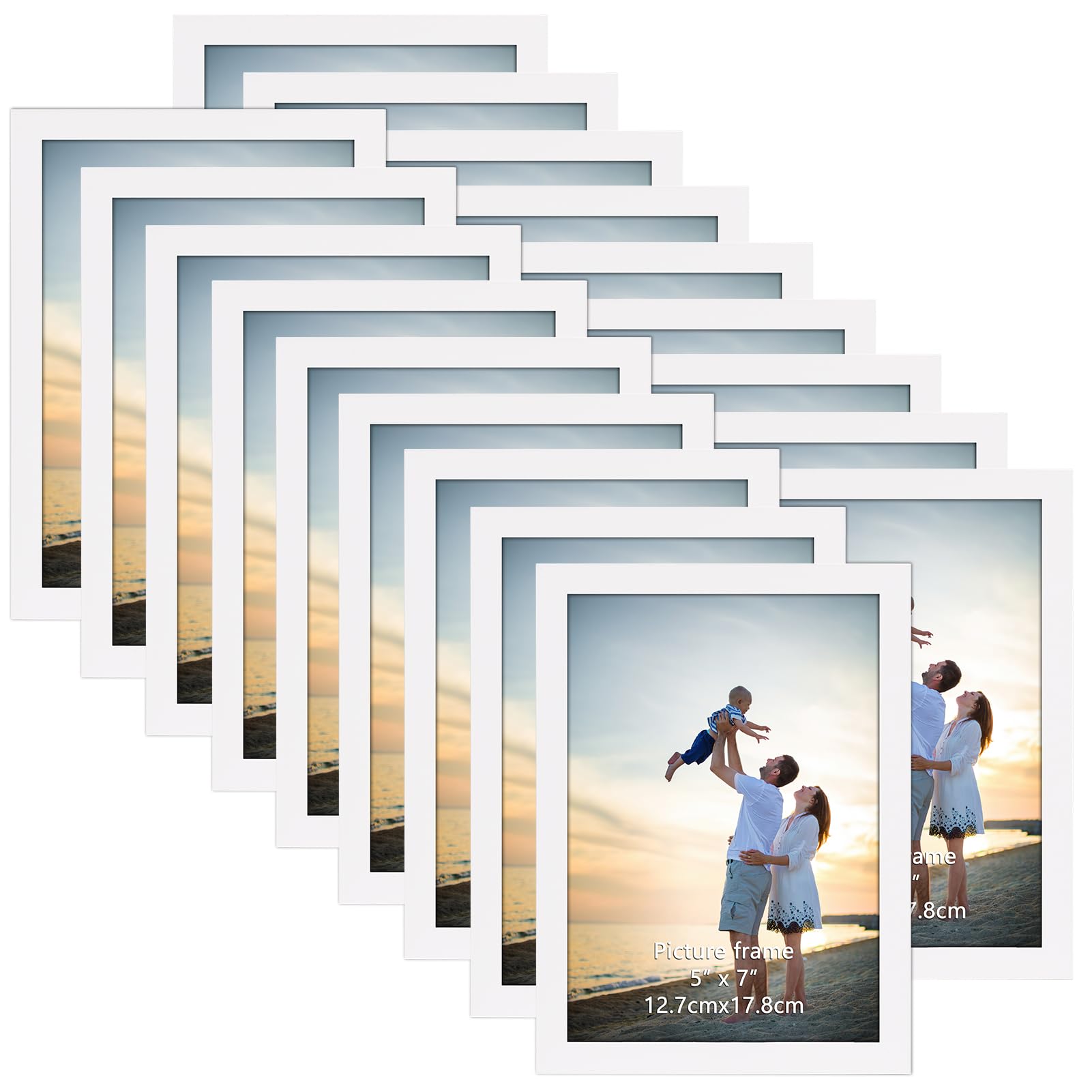 EYMPEU 18-Pack 7x5 Photo Frame, Slim White 7x5 Picture Frames, Elegant Design for Wall and Table Decoration