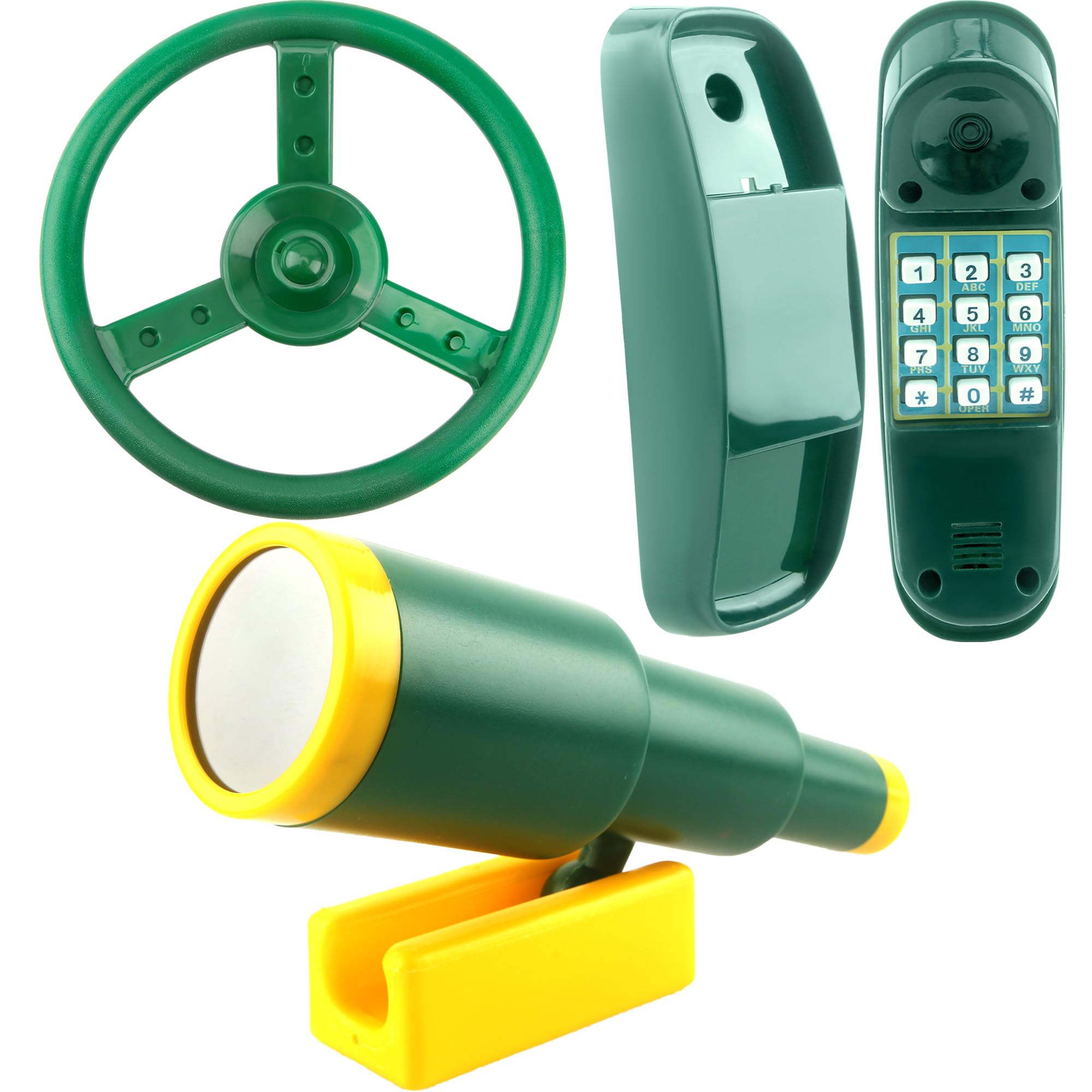 3 Pack Playground Accessories Playset Steering Wheel Telephone Toy Plastic Telescope for Kids Outdoor Backyard (Color Set 3) — image 1