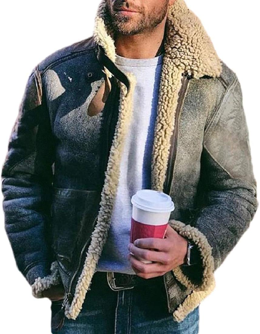 faux leather sherpa lined jacket