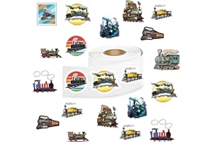 CACOMVE Train Stickers (500 pcs), 10 Sheets Graphic Aesthetics Cartoon Decal Roll Self Adhesive Seals for Kids Girls Boys Teen Birthday Party Decorations Water Bottle Laptop Scrapbook Cards Envelopes
