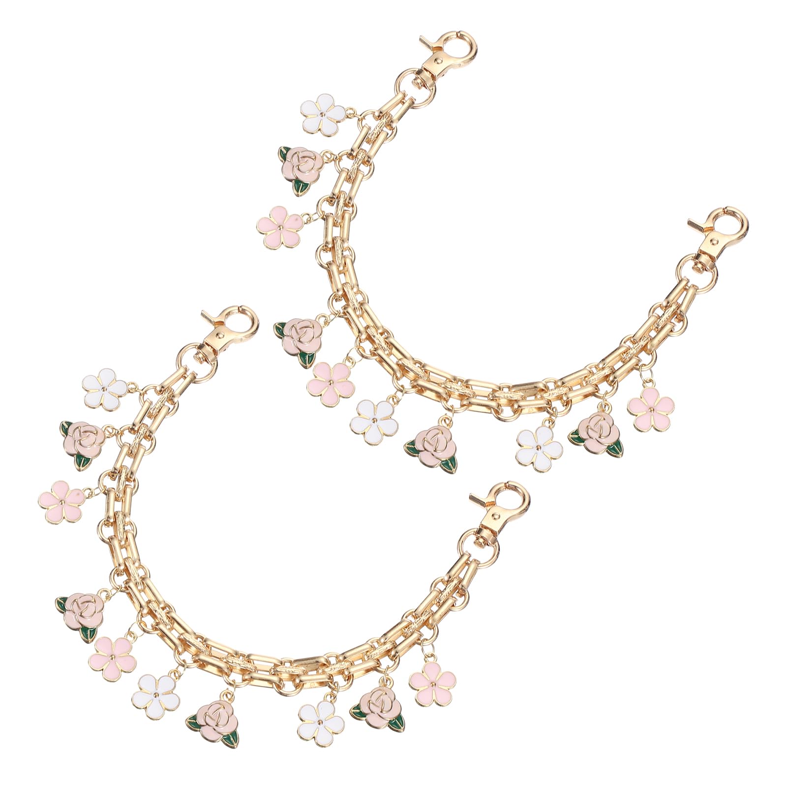 PATIKIL 9.7" Decorative Bag Chain, 2 Pack Flower Purse Chain Short Bag Chain Handbag Chains Strap Extender with Lobster Clasp for Tote, Golden
