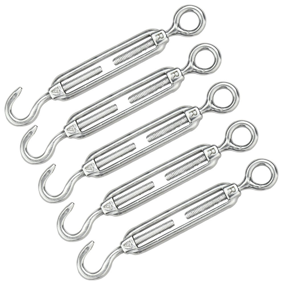 Gardeningwill Pack of 5 M4 Stainless Steel 304 Hook & Eye Turnbuckle