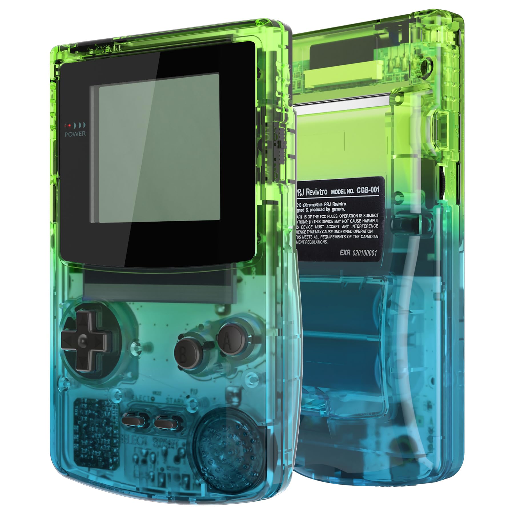 Photo 1 of IPS Ready Upgraded eXtremeRate Gradient Translucent Green Blue Replacement Shell Full Housing Cover Buttons for Gameboy Color – Fit for OSD IPS & Regular IPS & Standard LCD – Not Console & IPS Screen