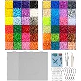 ZLLBTMO 48-Color Fuse Beads Kit - 2.6mm Mini Small Iron Beads Melting Beads for Kids DIY Pixel Art & 3D Crafts - Creative Handmade Gift Set