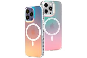 LONLI [5 in 1] for iPhone 14 Pro Max - JIC Bundle - Fluorescent Iridescent Translucent Matte Phone Case for Women [Compatiable with Magsafe] + 2X Screen Protector 2X Camera Protector