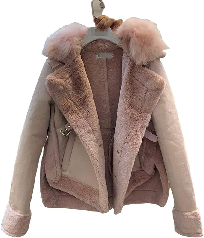 XianYuu Short Lambs Wool Fake Fur Collar Thick Warm Motorcycle Faux