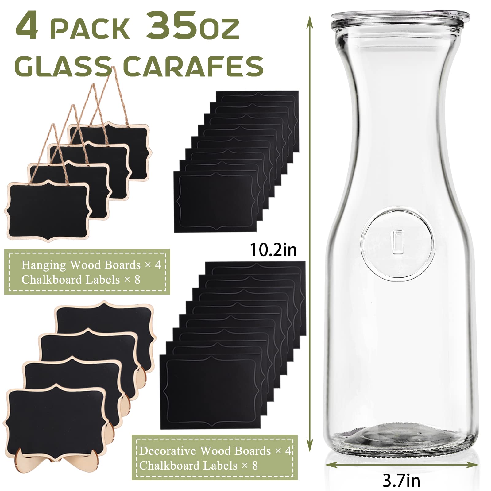Mua Tomnk Set of 4 Glass Carafe with Lids, 1 Liter Glass Pitchers ...