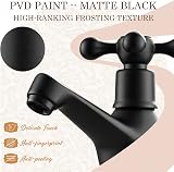 Wasserrhythm Victorian Basin Pillar Taps Pair Black Mono Cross Lever view 4