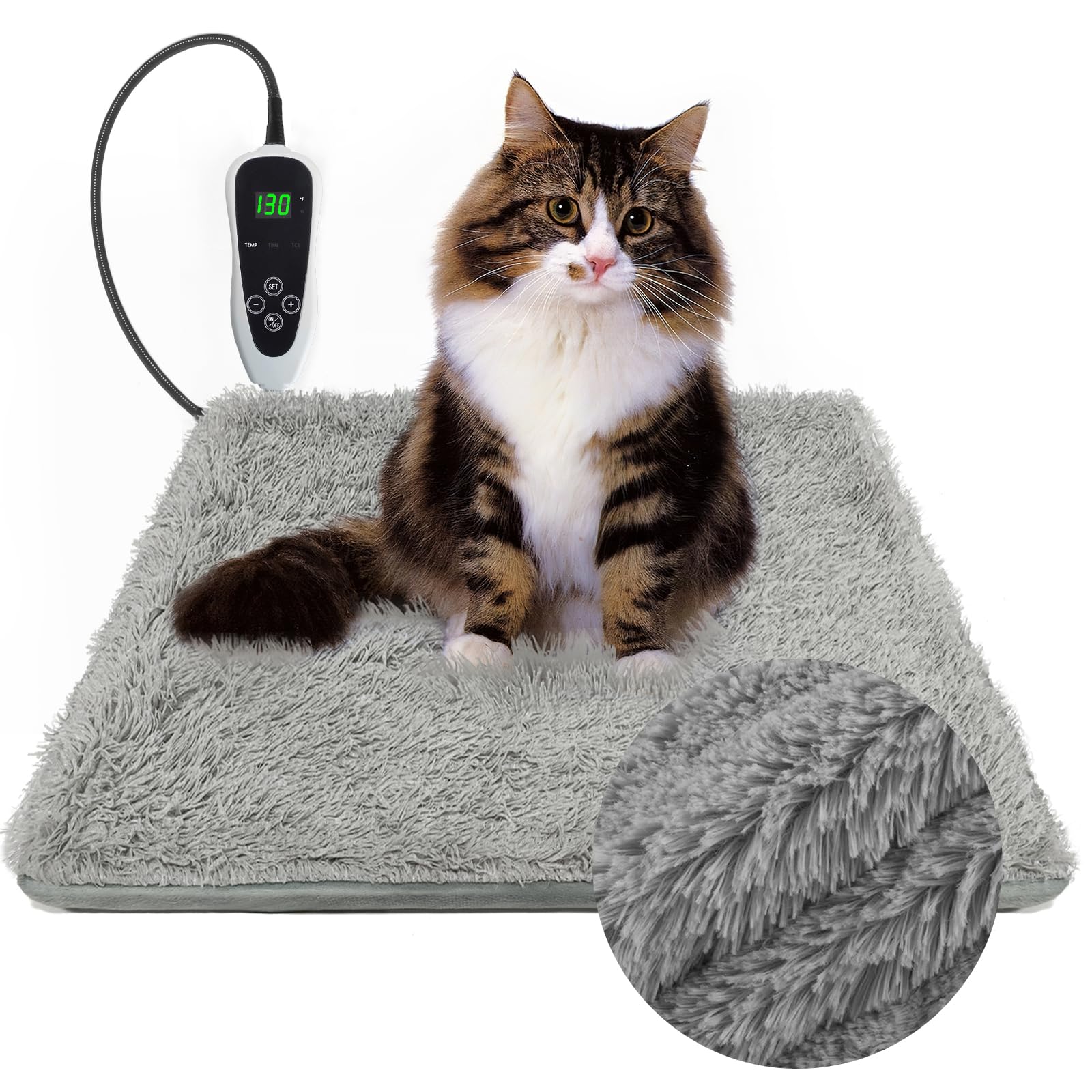 Photo 1 of GOLOPET Cat Heating Pad 18x18 in with Smart Thermostat Switch and Power Line Protection Tube,Obtained MET and UL Dual Certification,Waterproof Pet Heating Pad for Cats, with Long Velvet Cloth Cover