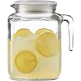 Bormioli Rocco Hermetic Seal Glass Pitcher With Lid and Spout [68 Ounce] Great for Homemade Juice & Cold Tea or for Glass Mil