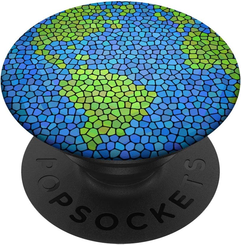Stained Glass Planet Earth World Globe Map (Green, Blue) PopSockets Grip and Stand for Phones and Tablets