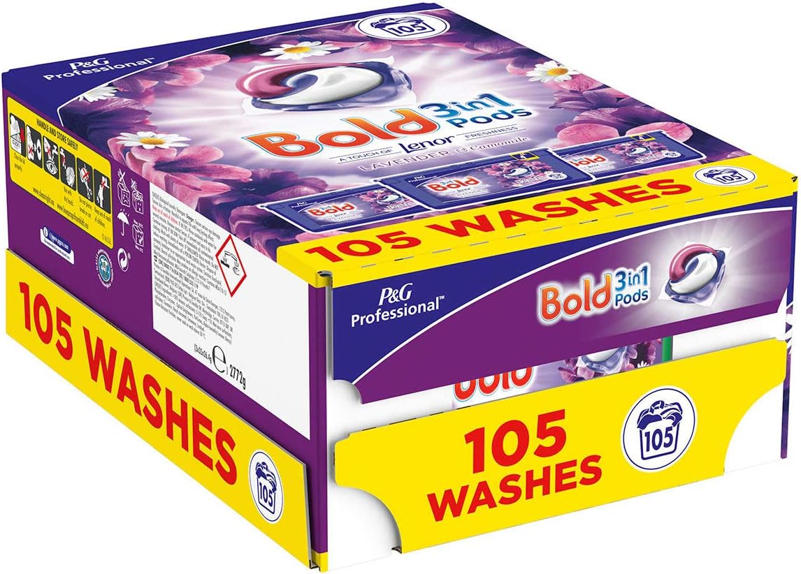 Bold Professional Washing Capsules Laundry Loads, Lavender and Camomile, 105-Count, 35 Count (Pack of 3)