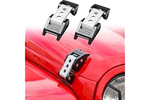 RT-TCZ for Wrangler JK Hood Latches, Stainless Steel Hood Locking Catch Kit for Jeep Wrangler JK JKU 2007-2017 Silver Black Exterior Accessories 2pcs