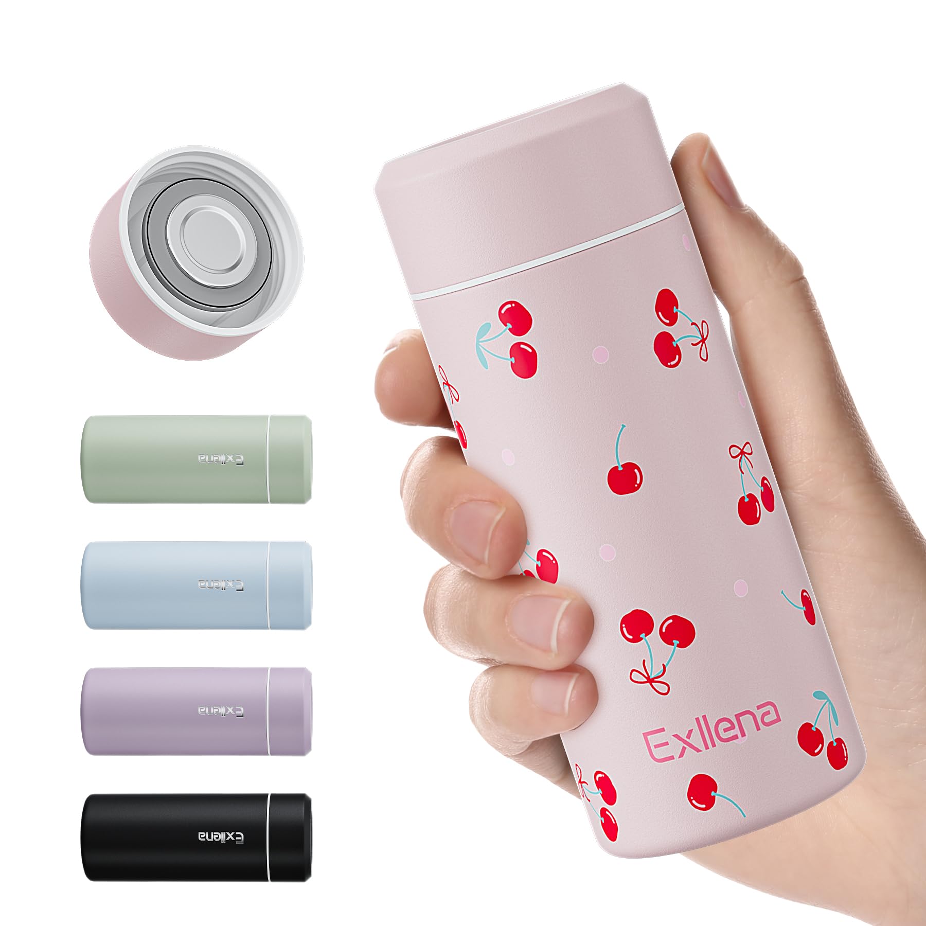 Photo 1 of ?Upgraded?Exllena Small Insulated Water Bottle 8 oz/250ml– Mini Insulated Water Bottle for Hot & Cold Drinks, Perfect Small Water Bottle for Travel, Purse...(Cherry)