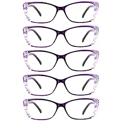 LifeArt 5 Pairs Reading Glasses, Blue Light