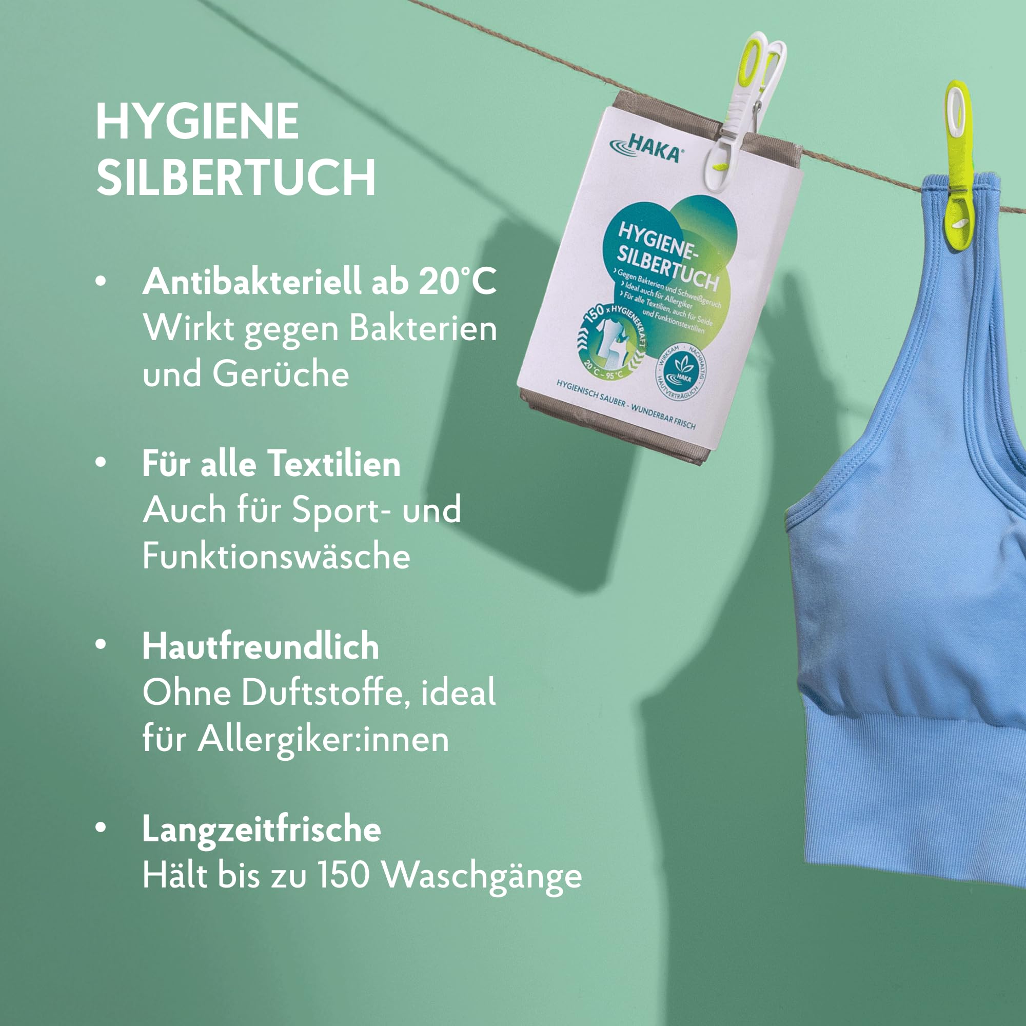 HAKA Hygiene Silbertuch, für frische Wäsche, 1 Stück 150 WL, antibakteriell 3