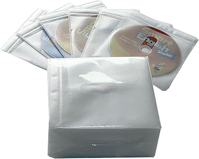 Qirc 100Pcs Double-Sided CD DVD Sleeves 5.1x5.5in Drop-Proof Closure