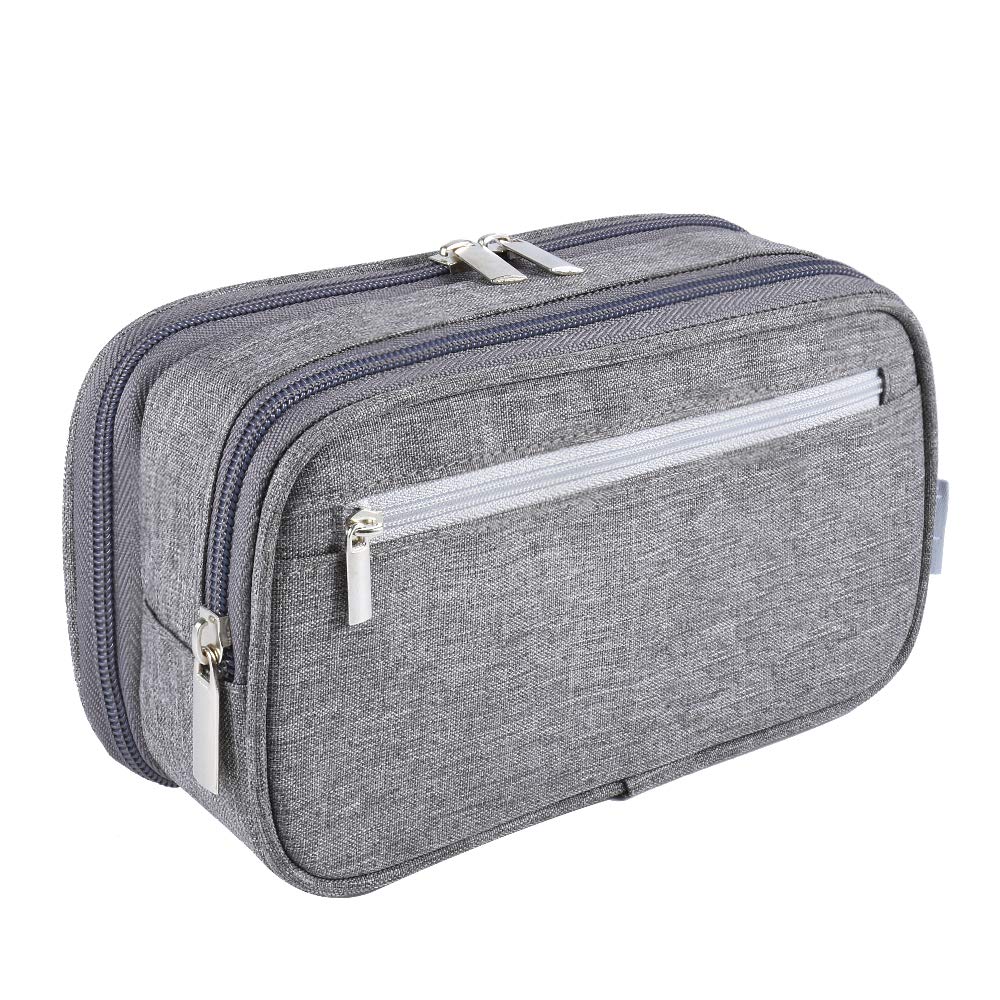 Boojarr Large Pencil Case for Boys Girls, Big Capacity Pencil Cases Cute Pencil Bag Pen Pouch with 3 Pockets for Middle High College School Office Organizer Storage Adults Teen Makeup Bag, Grey