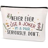 SEAOYOZO Mahjong Tile Makeup Bag, Funny Joker Mahjong Gifts for Women, Zipper Cosmetic Bag for Majong Lover Friends Besties Purse Travel Toiletry Organizer