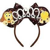 ZHENNAN Mouse Ears Headbands for Women, Glitter Slinky Dog Bows Ears, Adjustable/One-size-fits-most, Costume Headband, Halloween, Headwear, Accessories, Unisex, Disney fans, costume parties, adults