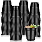 Dualshine 100 Pack 2oz Black Graduation Plastic Shot Glasses Disposable, Mini Disposable Shot Cups for Parties Weddings Beer Taste Serving Snack Sample Tastings Barbecues Picnic