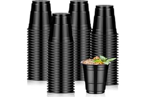 Dualshine 100 Pack 2oz Black Graduation Plastic Shot Glasses Disposable, Mini Disposable Shot Cups for Parties Weddings Beer Taste Serving Snack Sample Tastings Barbecues Picnic