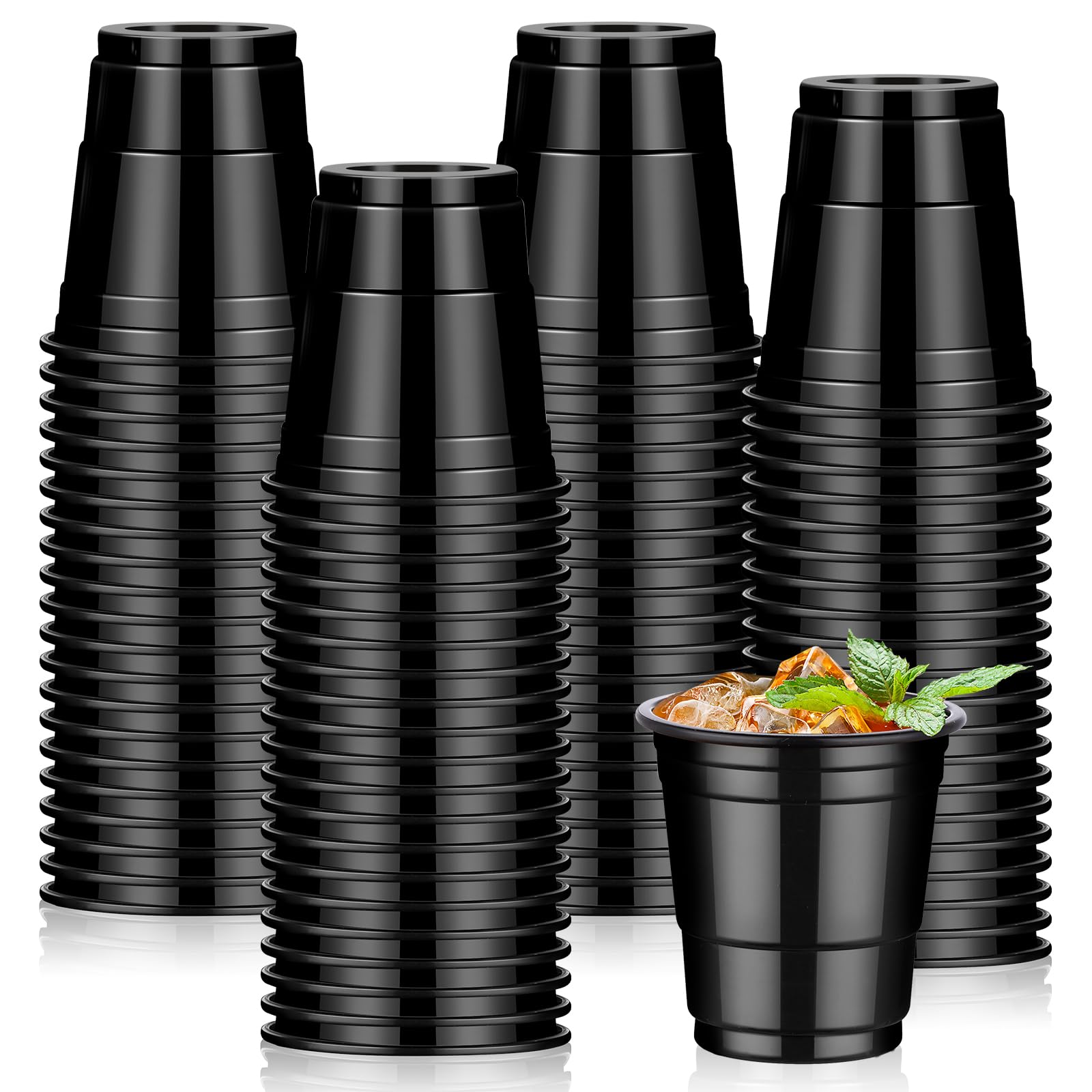 Photo 1 of Dualshine 100 Pack 2oz Black Graduation Plastic Shot Glasses Disposable, Mini Disposable Shot Cups for Parties Weddings Beer Taste Serving Snack Sample Tastings Barbecues Picnic